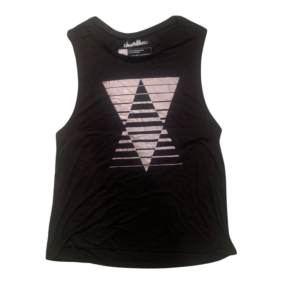 Threadless Geometric Pattern Triangle Black Muscle Tank XL